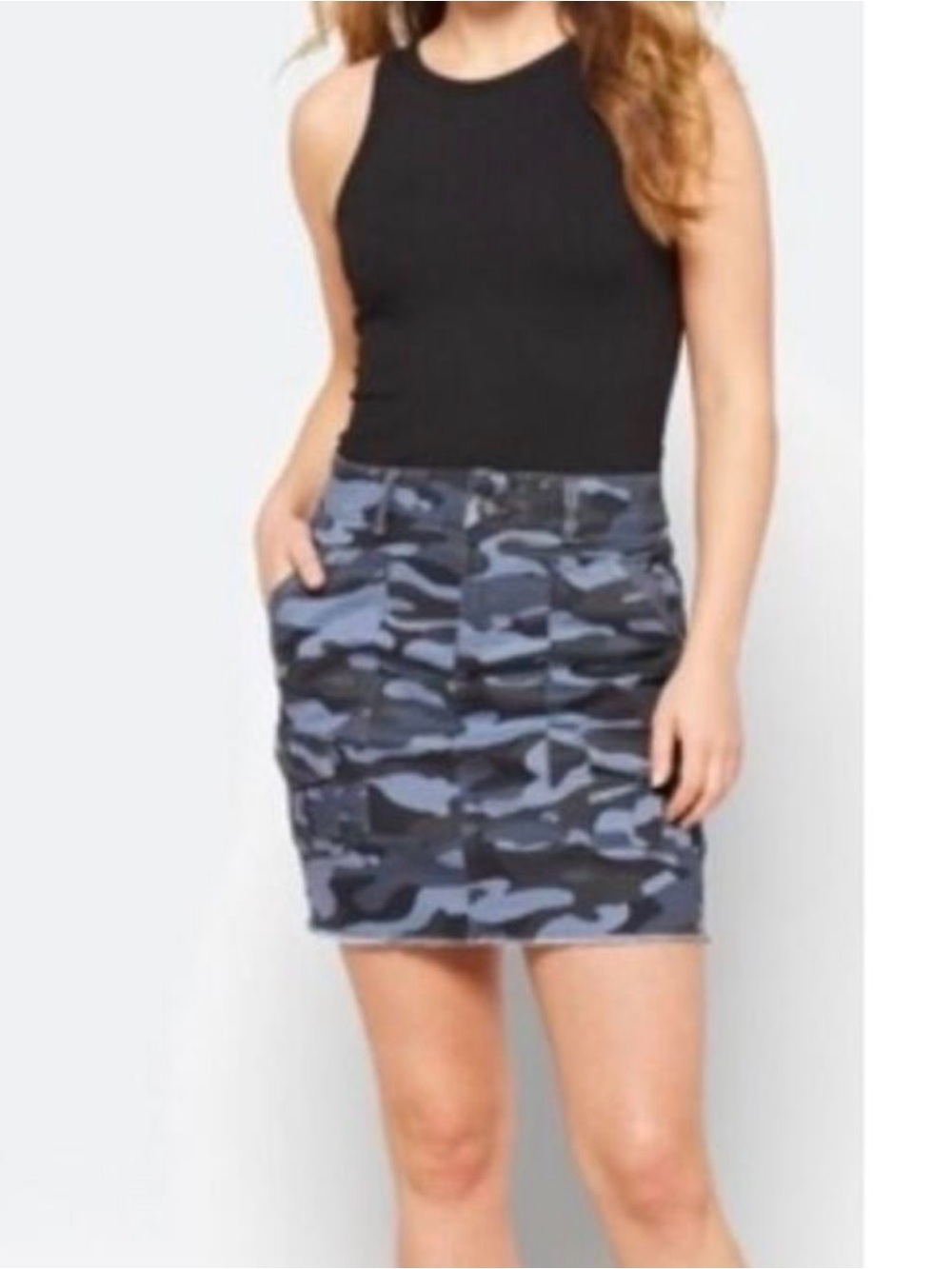 Democracy Absolution Blue & Gray Camo Cargo Mini Skirt